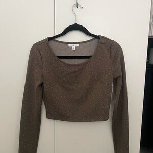 BP Brown Long Sleeve Crop Top
